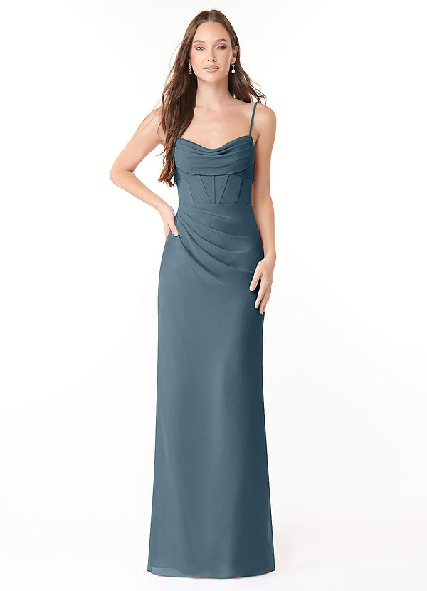 Azazie Mai Bridesmaid Dresses Twilight Sheath Pleated Chiffon Dress image1