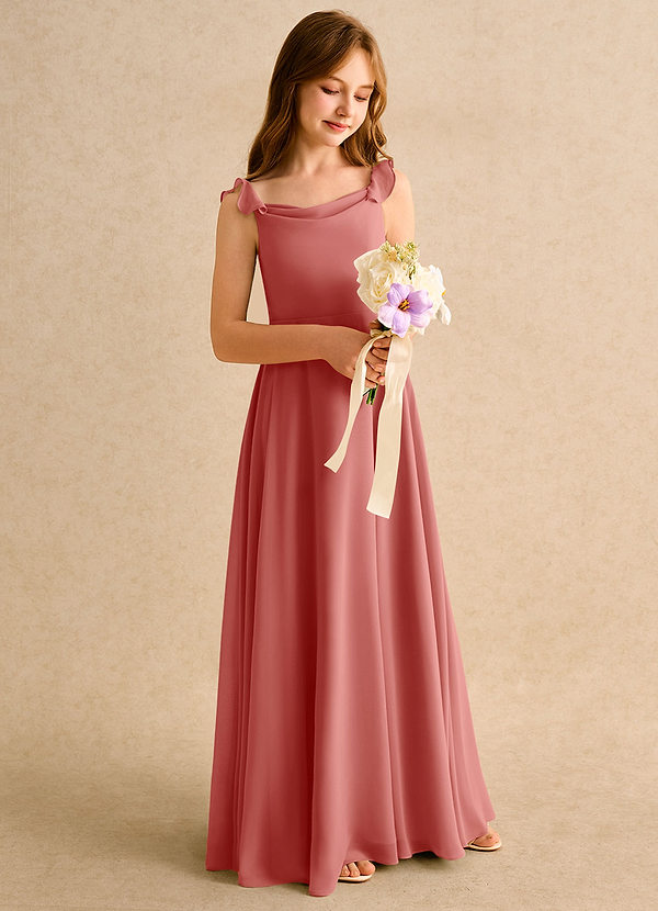 Azazie Puppy Girls Formal Flower Girl Dresses Antique Rose A-Line Pleated Chiffon Dress image1