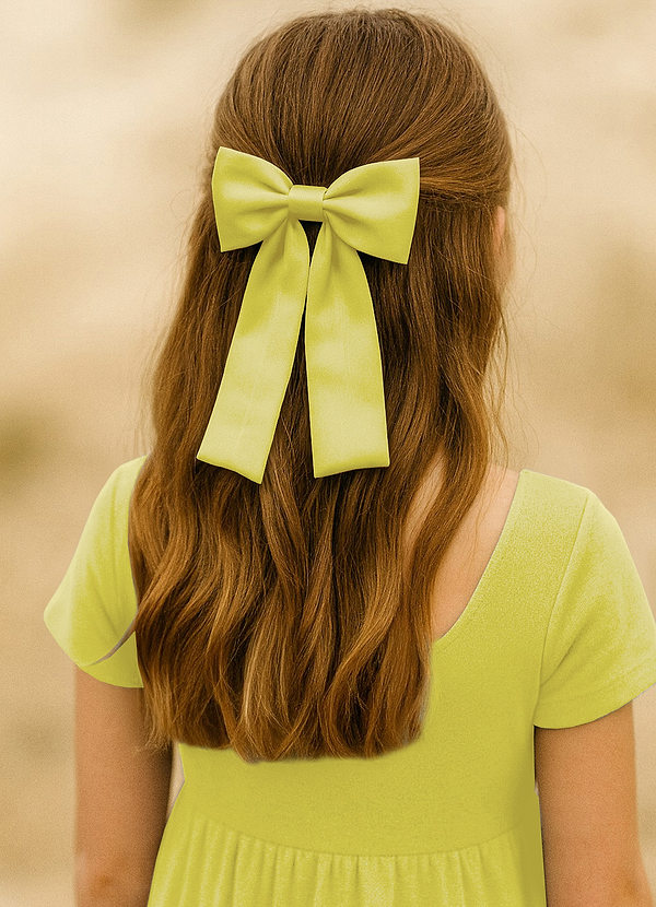 front Girls Satin Bow Hair Clip Set