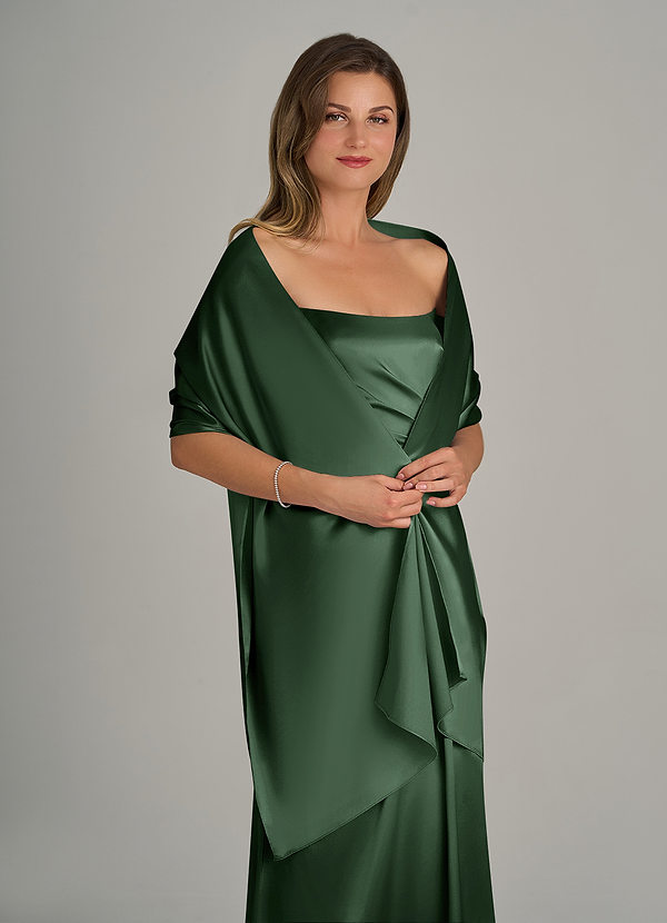 front Azazie Matching Color Ireland Metallic Satin Shawl
