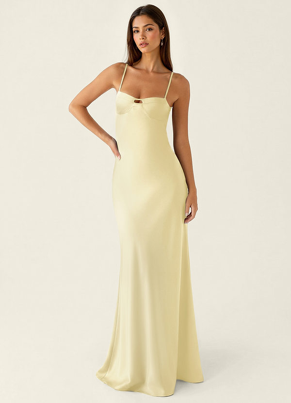 Stasiam Lemon Sorbet Stain Open Back Party Dress image1