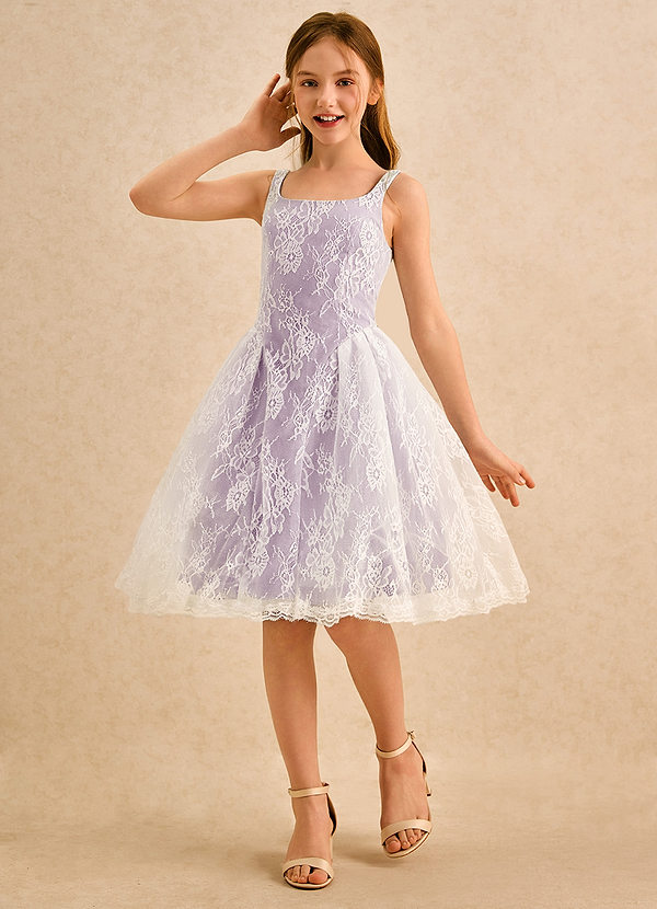 Azazie Cubbie Girls Formal Blumenkinder Kleider A-Linie Spitze Kleid Blauregen image1