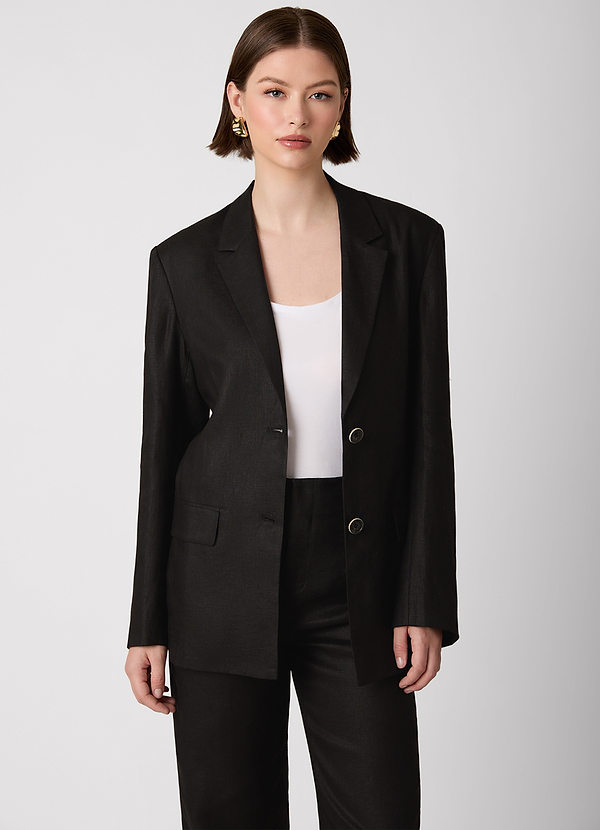 front 100% European Linen Blazer