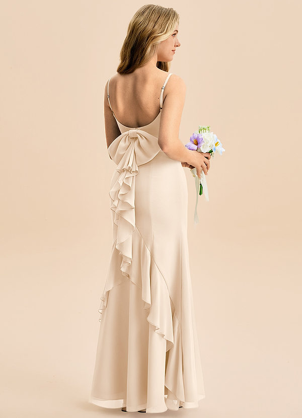 Azazie Lioren Junior Robe Sirène en Mousseline de soie Arc Albâtre Blanc image1