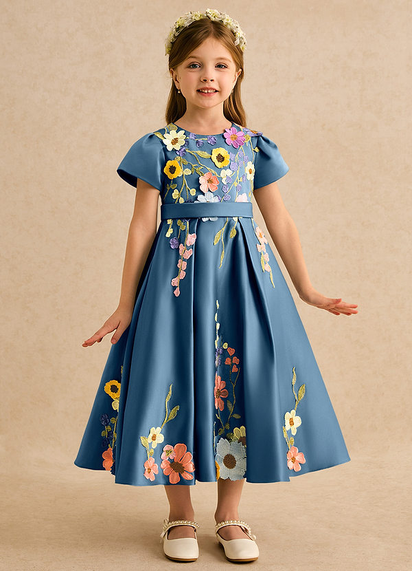 Azazie Haya Vestidos de Niña de Flores Vestido de Bermudas de Encaje de Corte En A image1