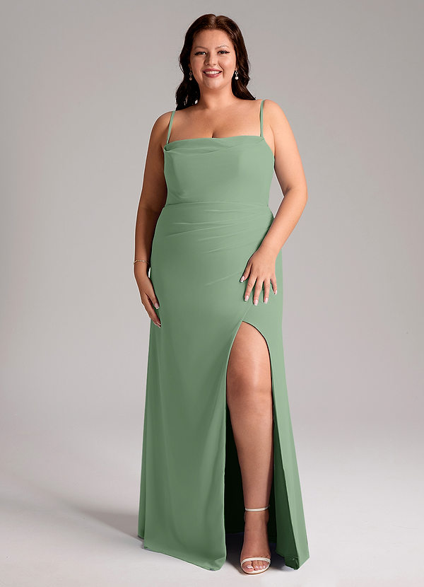 Azazie Leonis Bridesmaid Dresses Matcha Sheath Strapless Chiffon Convertible Dress image1