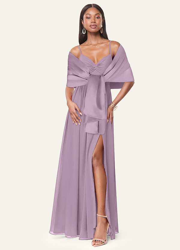 front Azazie Châle En Satin Mat Aleena De Couleur Assortie