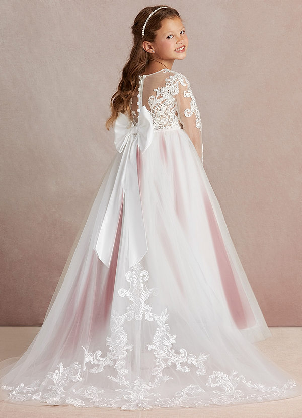 Azazie Elodie Blumenkinder Kleider Ballkleid Spitze Kleid Elfenbein Rost image1