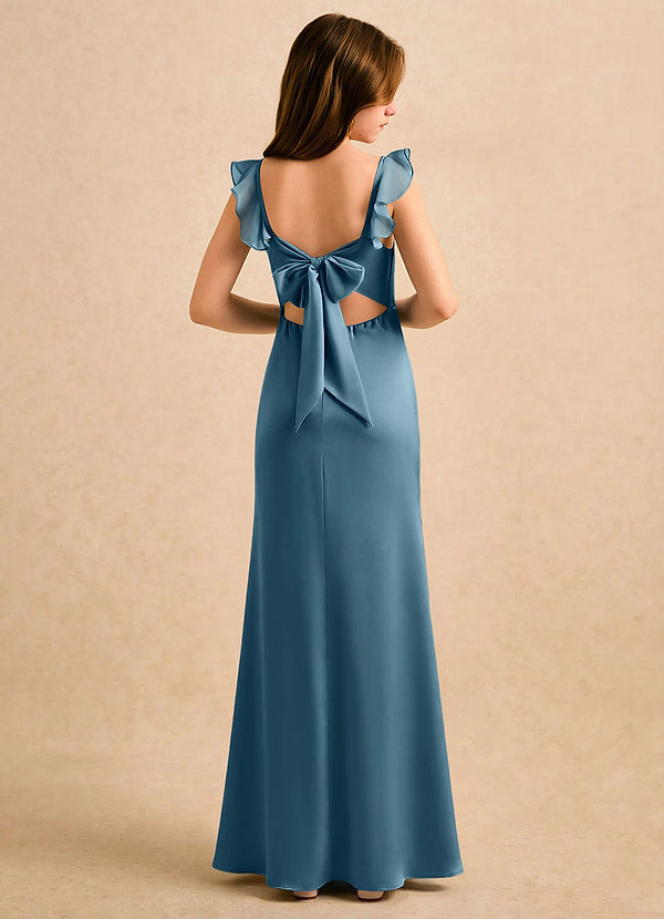 Azazie Novalie Girls Formal Blommflicksklänningar Klänning Sjöjungfru i Stretch Satin Rosett image1
