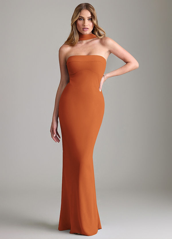 Azazie Lusinda Suknie dla druhen Syrena Zza ramienia Szyfon Do ziemi Sukienka image1