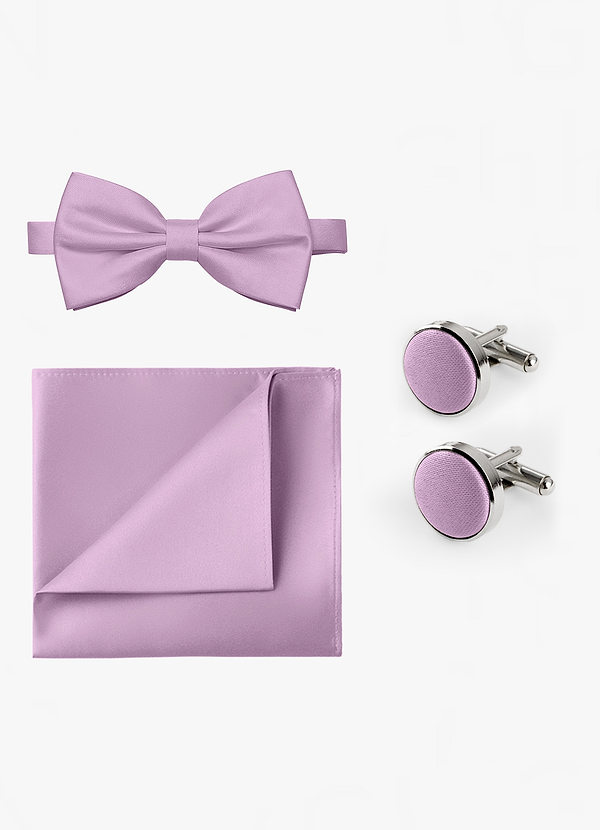 front Matching Bow Tie & Pocket Square & Cuff Links Set