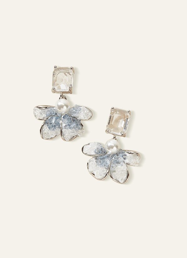 front Something Blue Flower Drop Earrings
