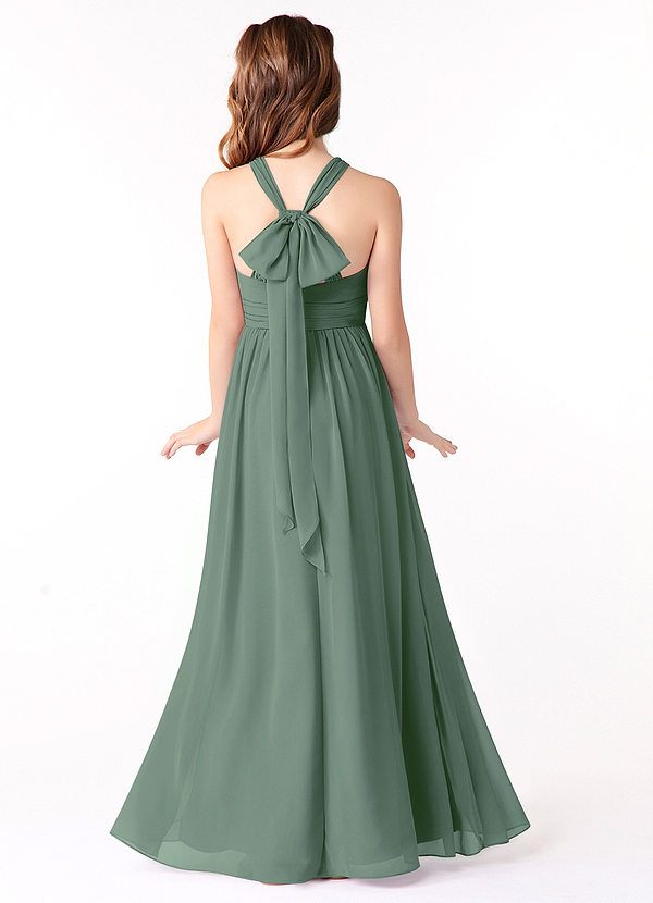 Azazie Jaylah Junior Eucalyptus A-Line Ruched Chiffon Dress image1