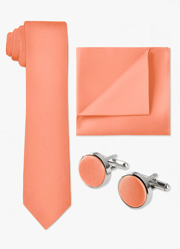 front Matching Skinny Tie & Pocket Square & Cuff Links Set