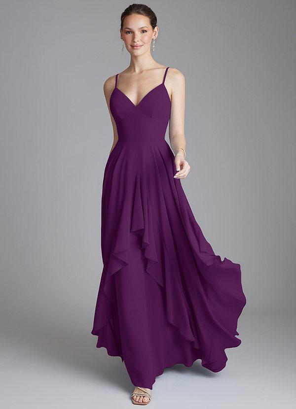 Azazie Zaina Bridesmaid Dresses Grape A-Line Chiffon Dress image1