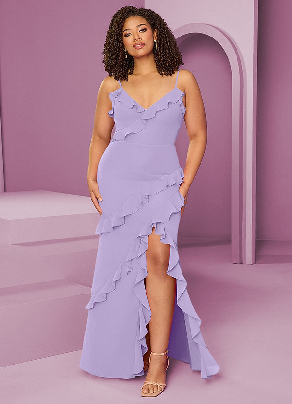 Barbie ♥ Azazie Bridesmaid Dresses Lilac Sheath Chiffon Dress image1