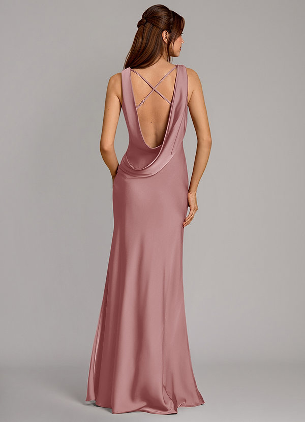 Azazie Cheryl Bridesmaid Dresses Dusty Rose Mermaid Stretch Satin Dress image1