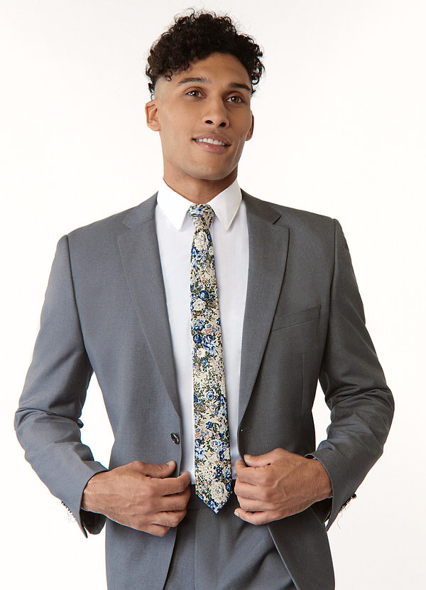 front Blue Rose Patterned Tie