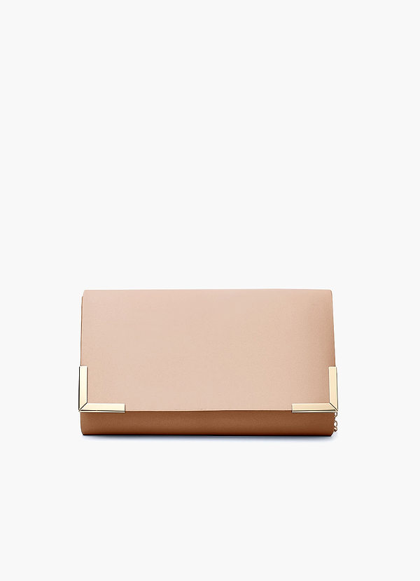 front Matching Color Matte Satin Envelope Clutch Bag