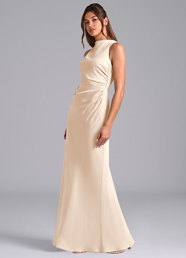 Azazie Evadne Suknie dla druhen Osłona Pofałdowany Szyfon Do ziemi Sukienka image1