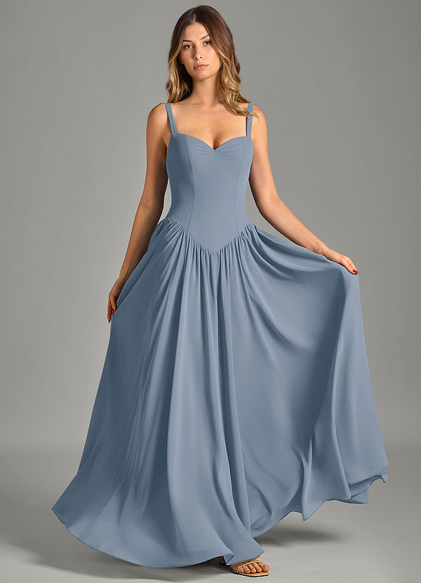 Azazie Evadina Suknie dla druhen Linia A Gorset Szyfon Do ziemi Sukienka image1