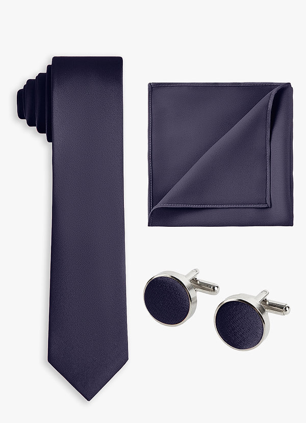 front Matching Color 3-Piece Stretch Satin Skinny Tie Set