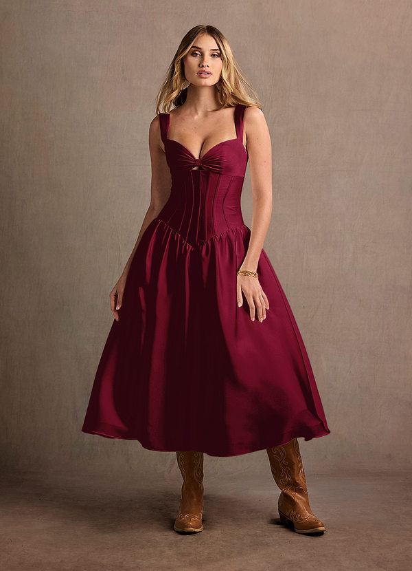 Arwen Merlot Dropped Waist Midi Dress image1