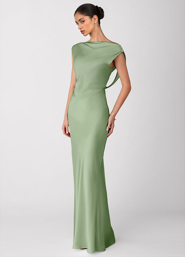 Liora Dusty Sage Luminous Satin Maxi Dress image1