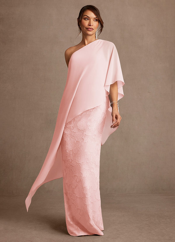 Azazie Wilma Klänningar till brudens mor Klä Tubklänning i Blommig Utbrändhet Ena axeln Rodnande Rosa image1