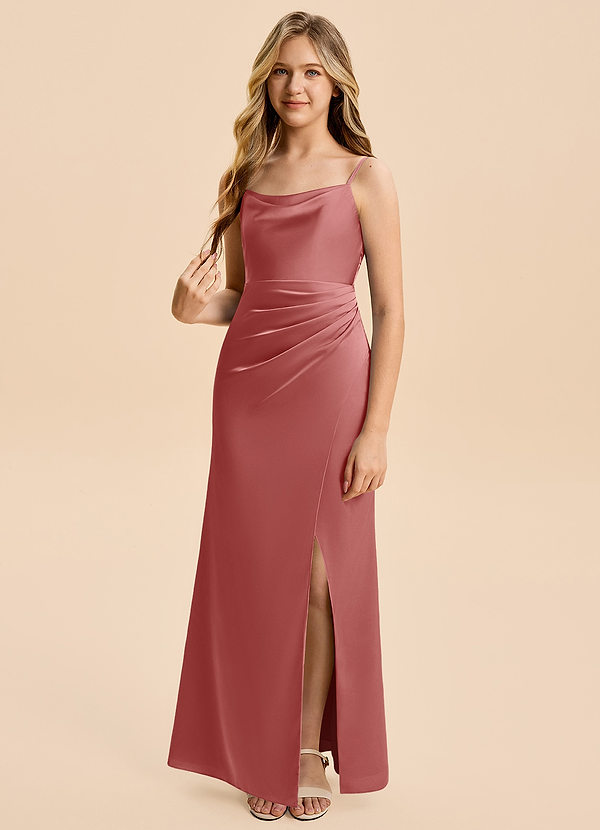 Azazie Christen Junior Etui Plissee Stretch-Satin Kleid Antike Rose image1