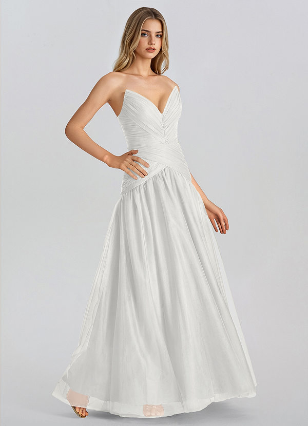 Elowen Blanco Vestido largo de tul con corte en A image1