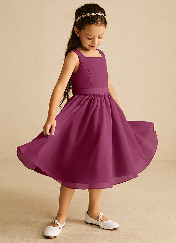 Azazie Ari Flower Girl Dresses Mulberry A-Line Sleeveless Chiffon Dress image1