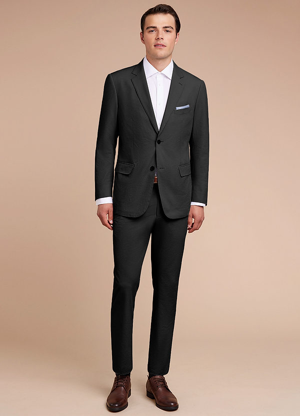 front Miles Black Seersucker Trousers Suit
