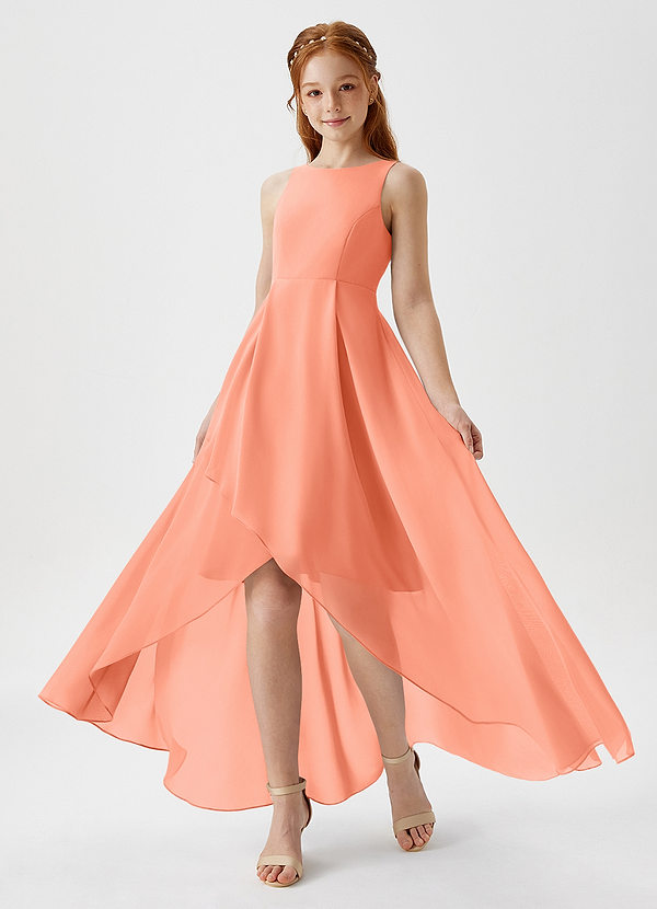 Azazie Lizette Junior Sunset A-Line Pleated Chiffon Dress image1