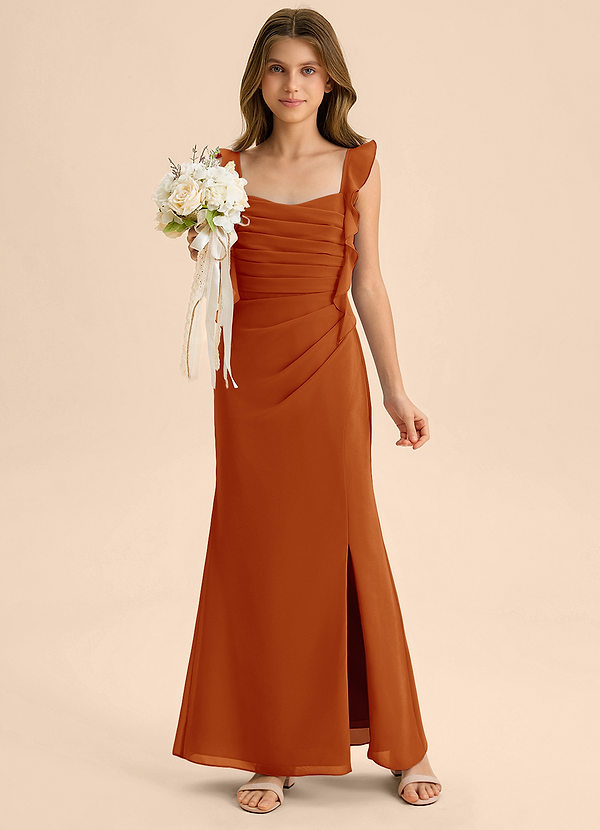 Azazie Jessamine Junior Paprika Mermaid Sweetheart Neckline Chiffon Dress image1