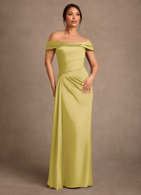 Azazie Beah Suknie dla Matki Panny Młodej Osłona Zza ramienia Satyna elastyczna Długość podłogi Sukienka image1