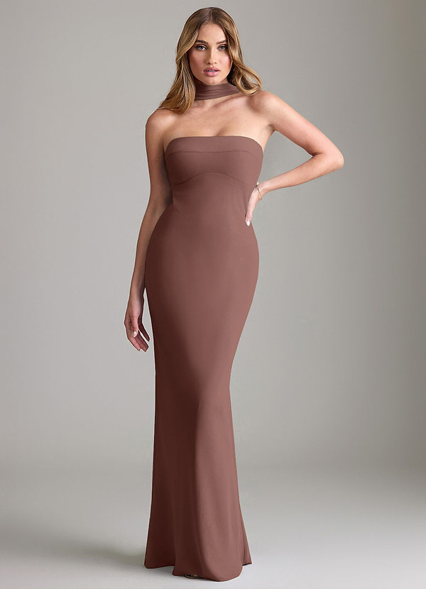 Azazie Lusinda Suknie dla druhen Syrena Zza ramienia Szyfon Do ziemi Sukienka image1