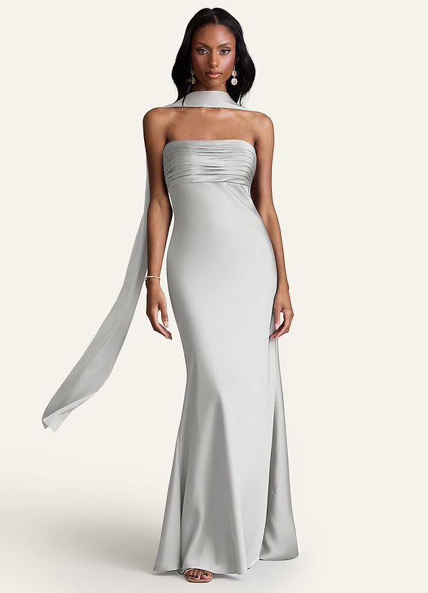 front Azazie Écharpe en satin extensible de couleur assortie