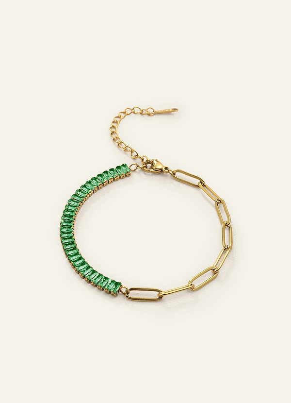 front 14K Gold Plated Birthstone Paperclip Tennis Bracelet