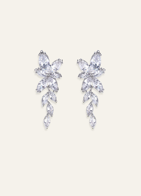 front Floral Leaf Rhinestone Drop Earrings