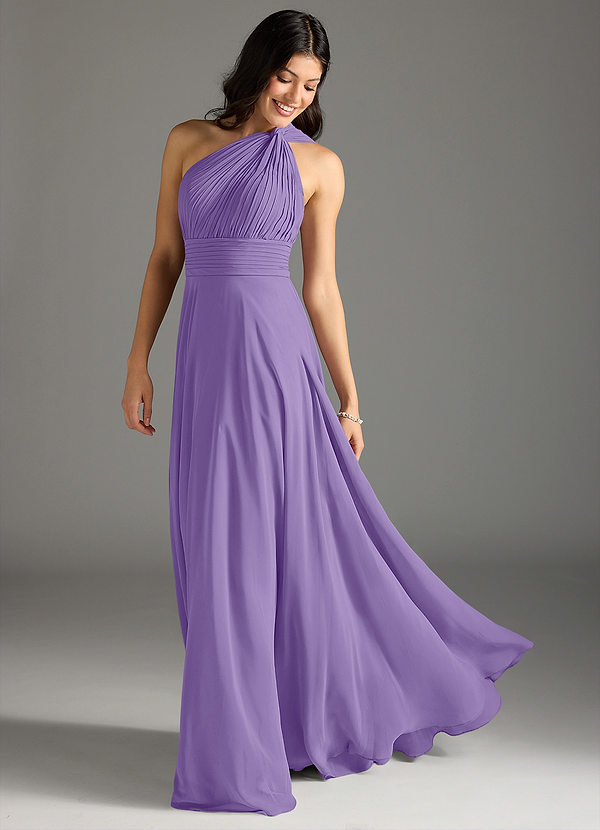 Azazie Charlize Bridesmaid Dresses Tahiti A-Line One Shoulder Chiffon Dress image1