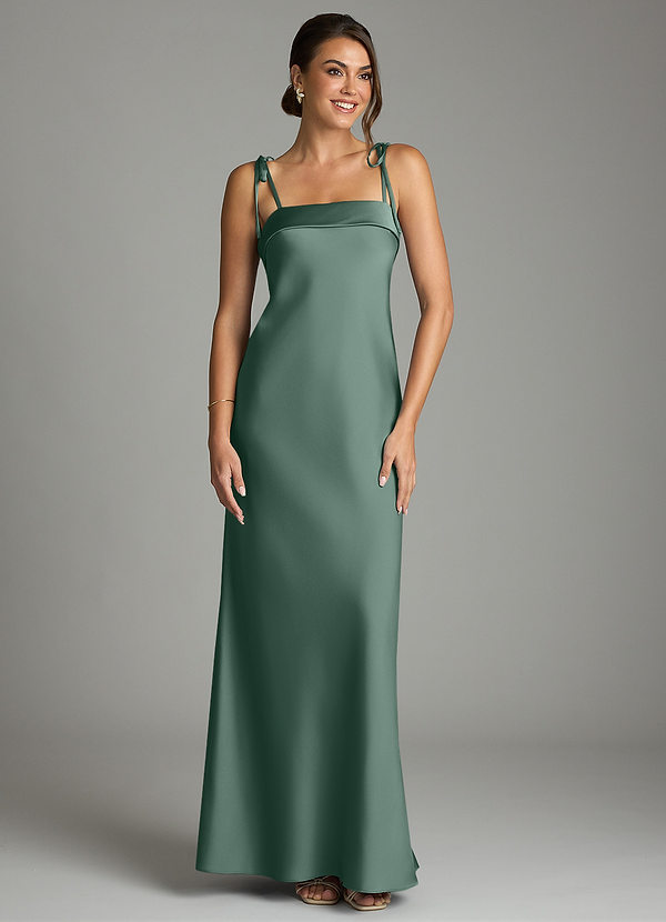 Azazie Ellia Brudtärneklänningar Klä av Tubklänning i Stretch Satin Rosett Eukalyptus image1