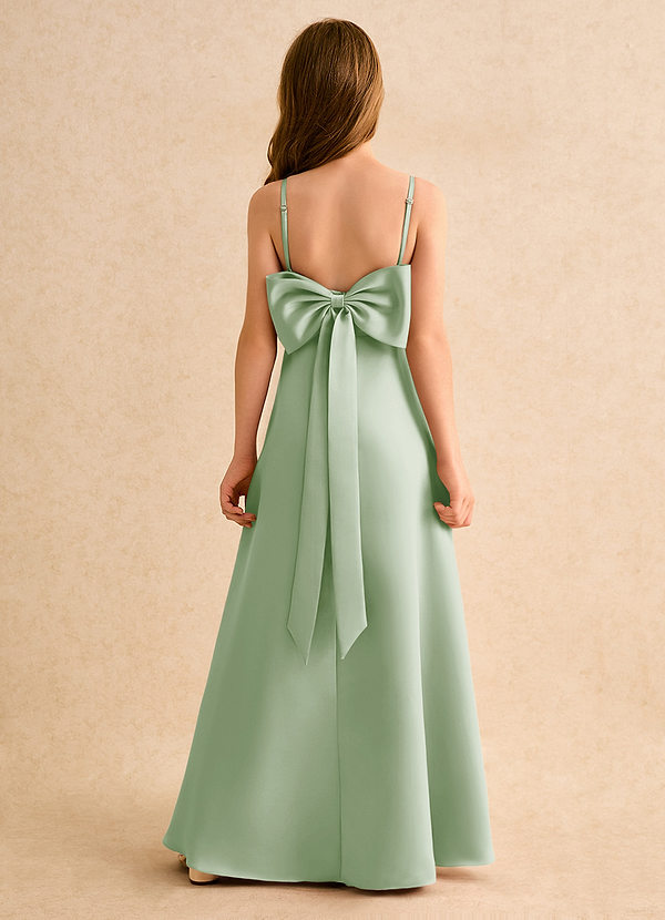 Azazie Joella Junior Formal Klänningar för brudeflicka Klä A-Line i Matt satäng Plisserad image1