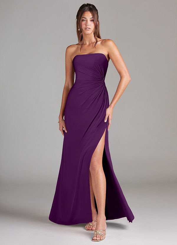 Azazie Aliani Bridesmaid Dresses Grape Sheath Strapless Chiffon Convertible Dress image1