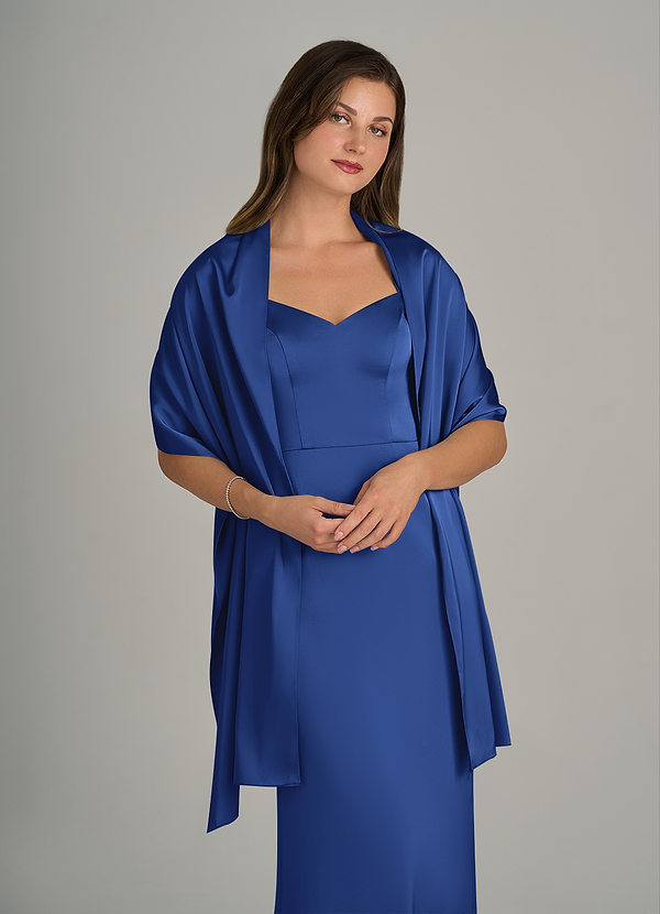 front Azazie Matching Color Ireland Stretch Satin Shawl