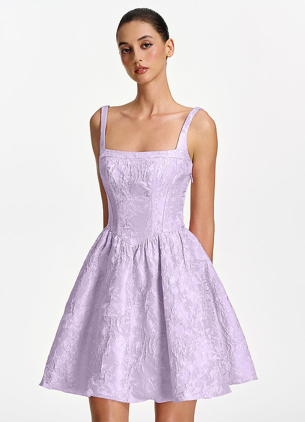 Lionelle Violet Clair Robe mini corset jacquard à encolure carrée et lacets image1