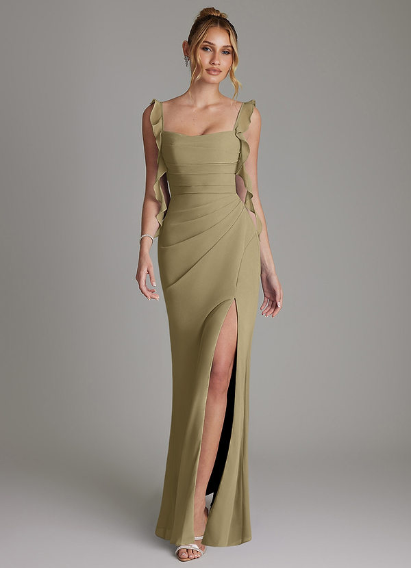 Azazie Jessamine Bridesmaid Dresses Moss Green Mermaid Corset Chiffon Dress image1