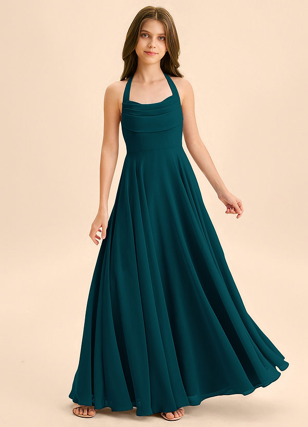 Azazie Kady Junior A-Linie Herzausschnitt Chiffon Kleid Kiefer image1