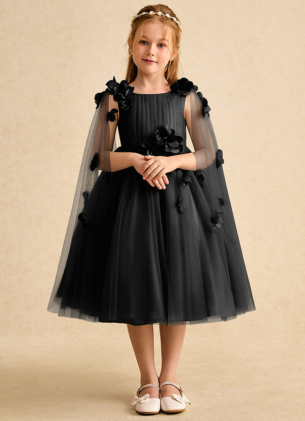 Azazie Staria Blumenkinder Kleider Ballkleid Gestreift Tüll Kleid Schwarz image1