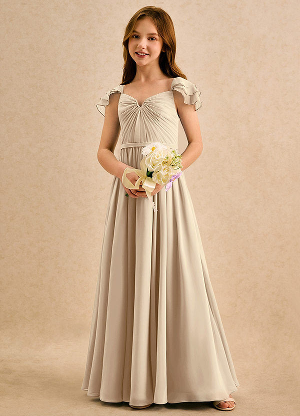 Azazie Meimei Girls Formal Klänningar för brudeflicka Klä A-Line i Chiffong Plisserad image1